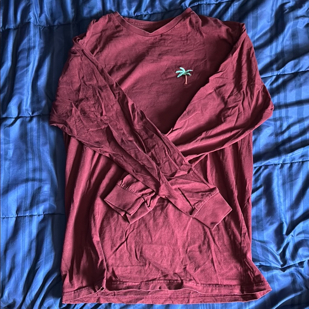 Palm Tree Embroidered Long Sleeve Shirt